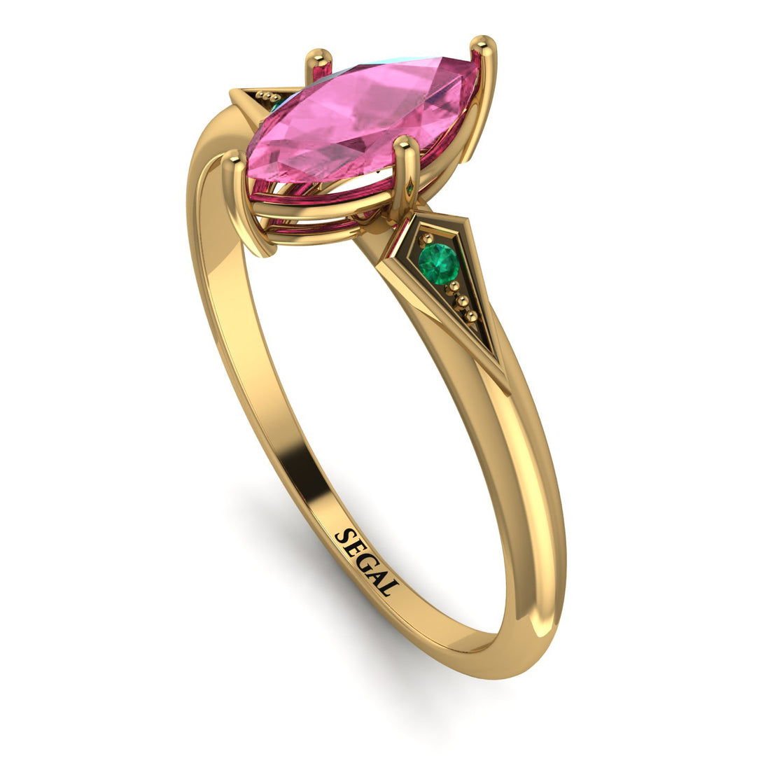 Marquise Pink Moissanite Geometrical Engagement Ring - Reese No. 804